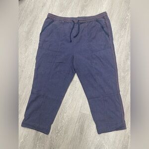 Anthropologie Dylan Speckled cropped joggers blue orange drawstring size XL